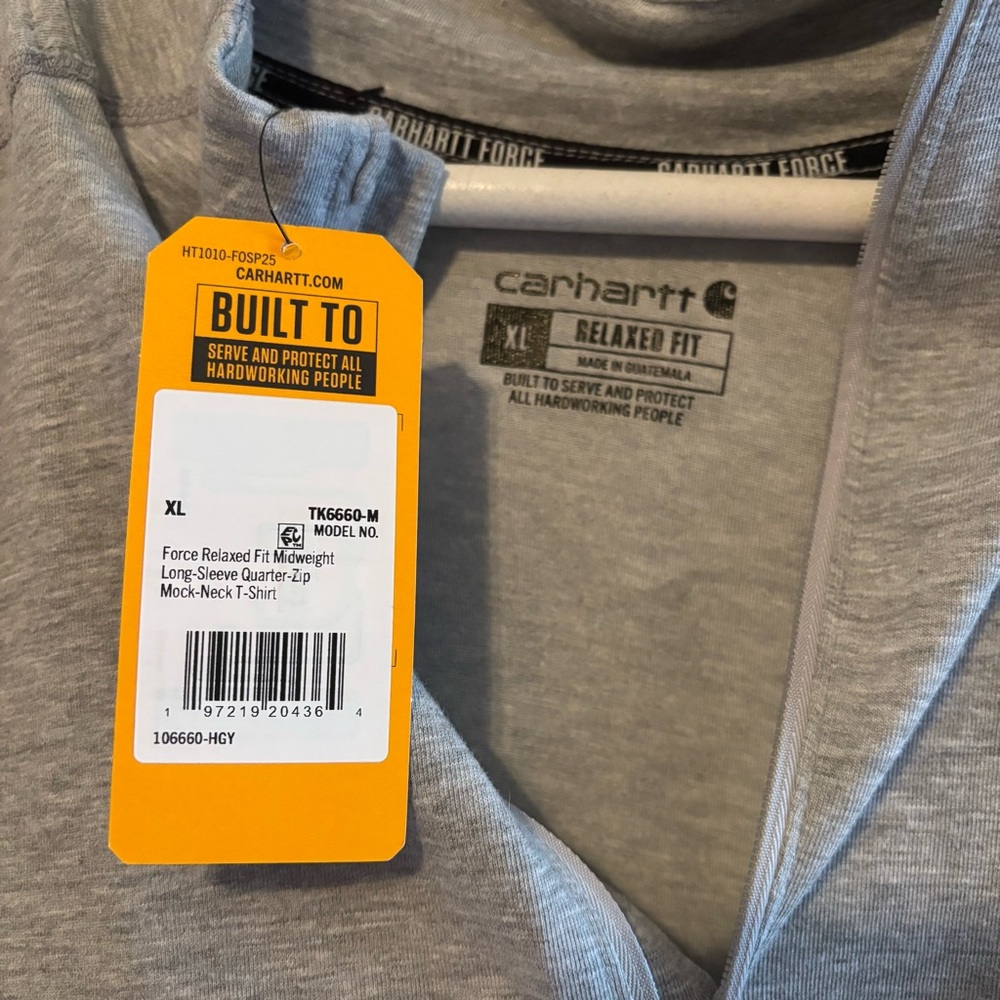 NWT Carhartt Heather Gray Quarter-Zip Mock Neck Pullover - Picture 5 of 5